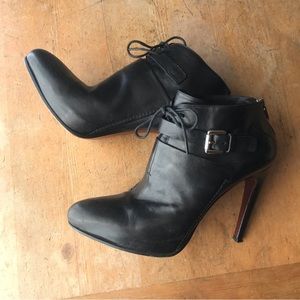 Sexy Womens Costume National Black Leather Stilletto Booties Size 38.5